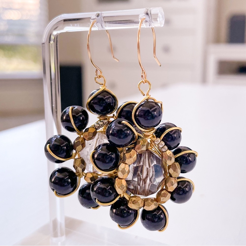 Black Glass Beads Earrings
